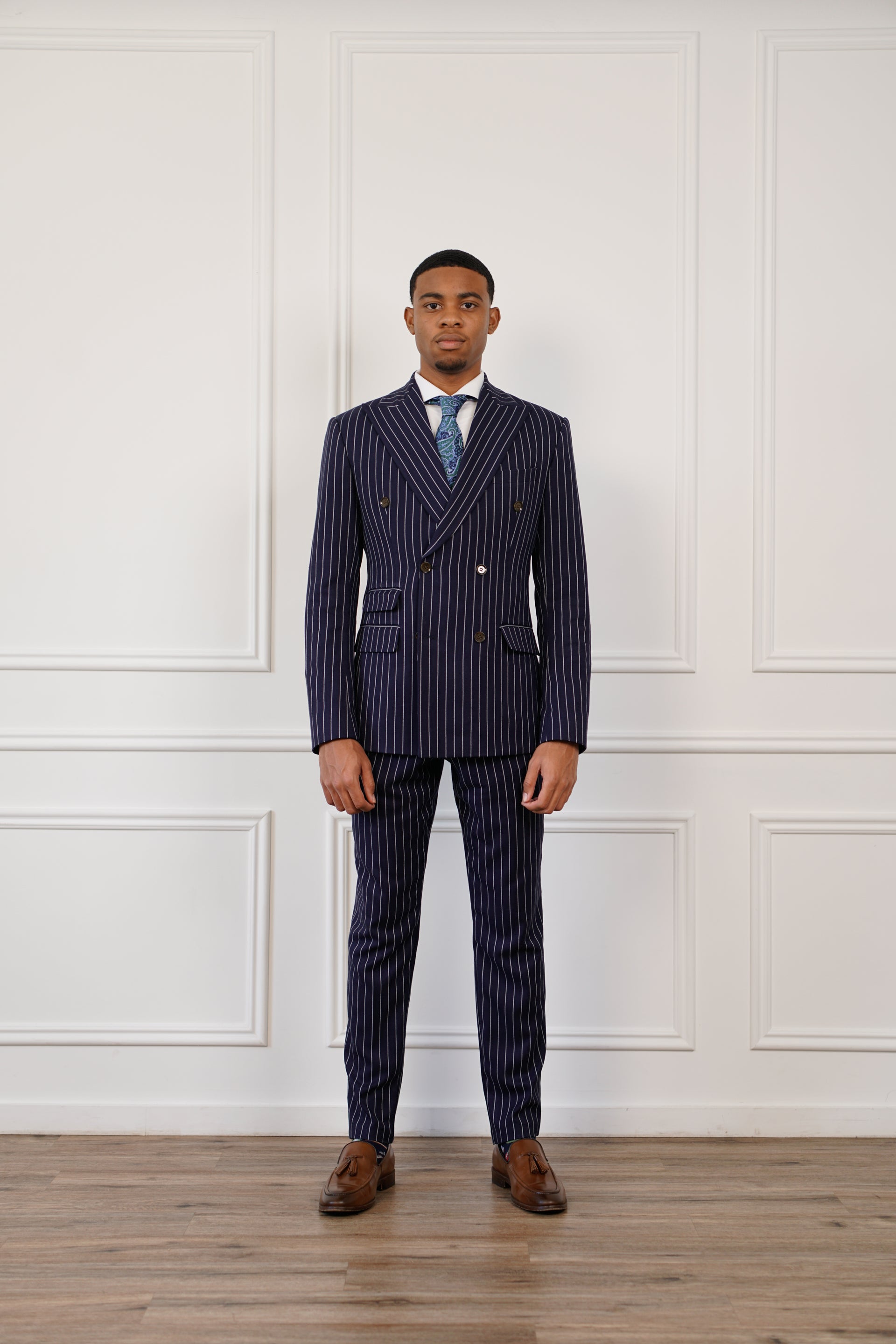 Navy Pinstripe Suit