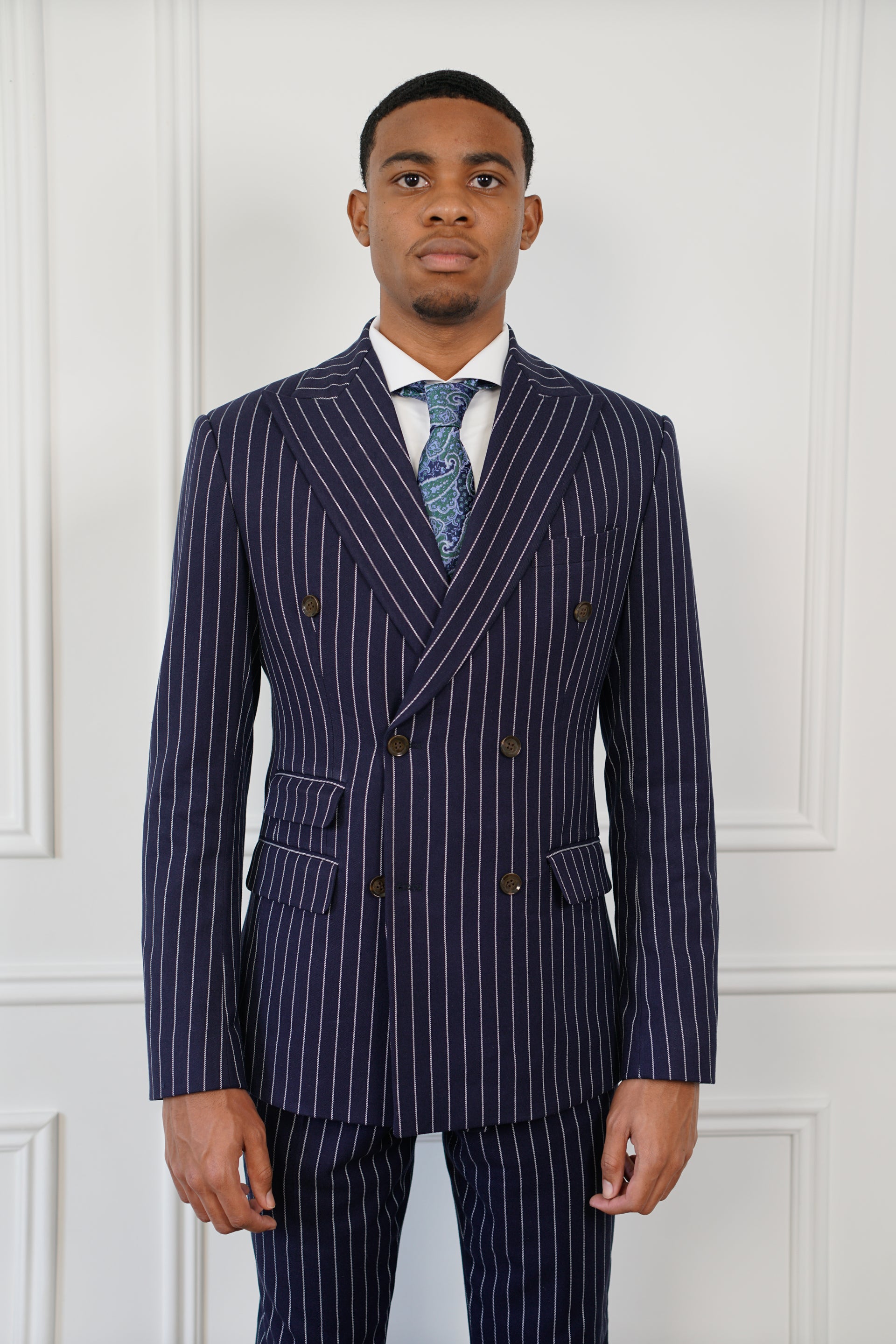 Navy Pinstripe Suit