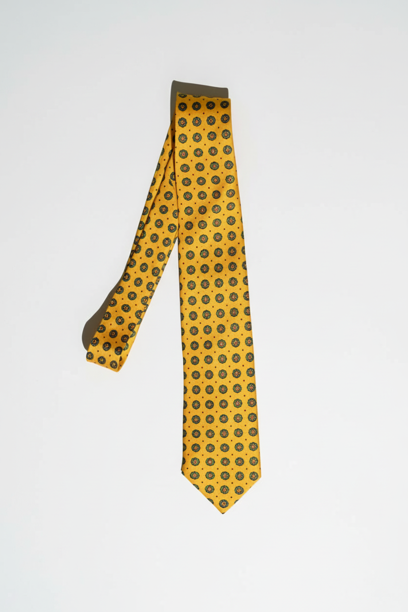 Golden Medallion Silk Tie