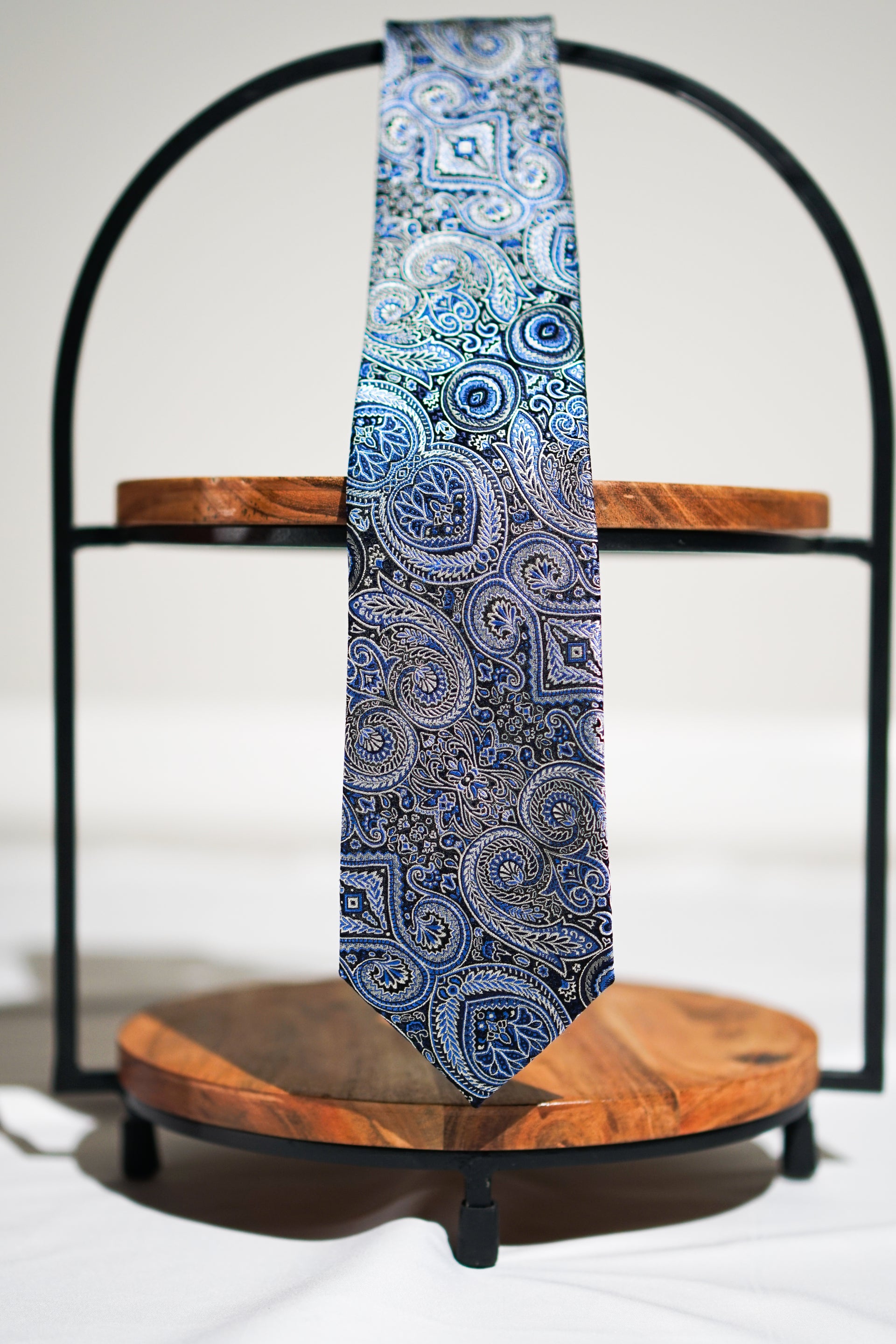 Blue & Silver Paisley Silk Tie