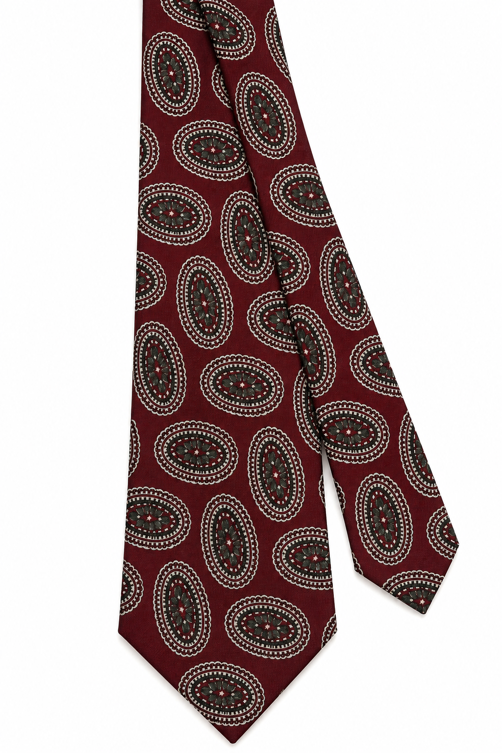 Signature Oval Crest Tie - Burgundy